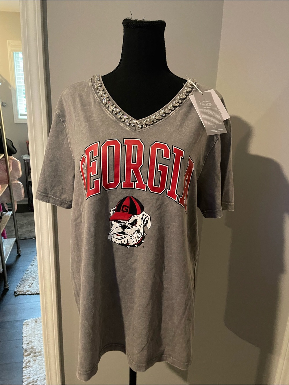 Georgia Embellished V-Neck Short Sleeve Tee